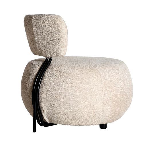 Off-white fabric armchair, 75 x 75 x 76 cm | Valence