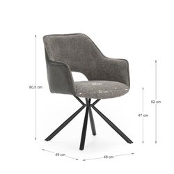 Fauteuil en tissu gris, 62 x 60 x 80,5 cm | Mariel