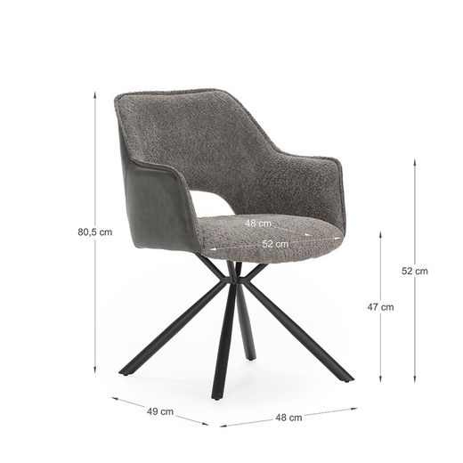 Fauteuil en tissu gris, 62 x 60 x 80,5 cm | Mariel