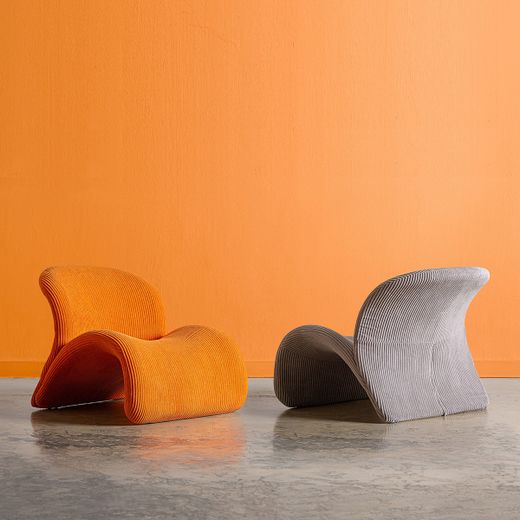 Sillón de tejido en naranja, 76 x 85 x 70 cm | Vianne