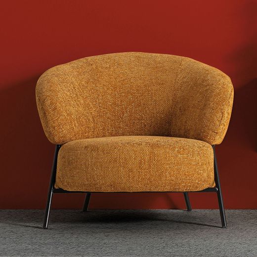 Sillón de tejido en ocre, 85 x 80 x 72 cm | Souvens