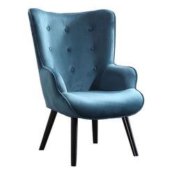 Fauteuil aquamarijn/zwarte stof en hout, 71 x 75 x 95 cm | Voss
