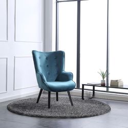 Fauteuil aquamarijn/zwarte stof en hout, 71 x 75 x 95 cm | Voss