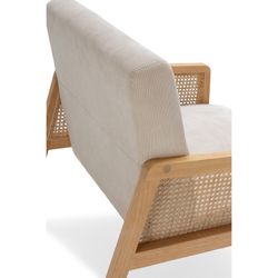 Beige fabric and wood armchair, 68 x 75 x 79 cm | Debra