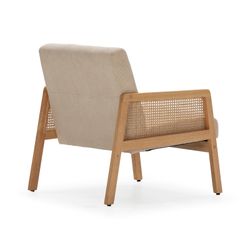 Beige fabric and wood armchair, 68 x 75 x 79 cm | Debra