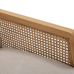 Beige fabric and wood armchair, 68 x 75 x 79 cm | Debra