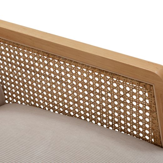 Beige fabric and wood armchair, 68 x 75 x 79 cm | Debra