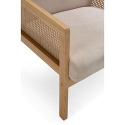 Beige fabric and wood armchair, 68 x 75 x 79 cm | Debra