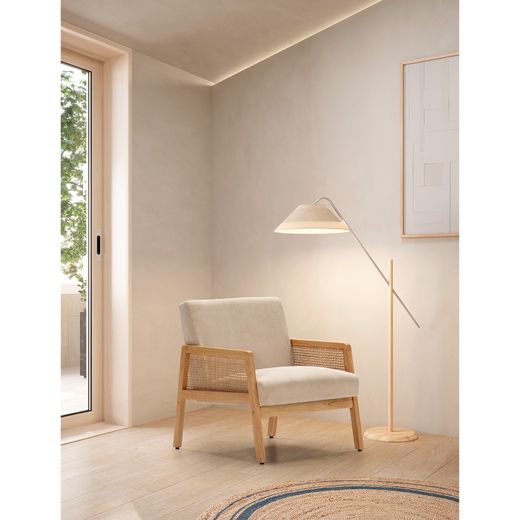 Beige fabric and wood armchair, 68 x 75 x 79 cm | Debra