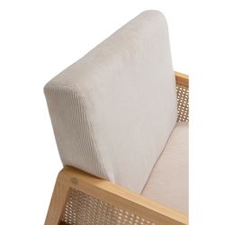 Beige fabric and wood armchair, 68 x 75 x 79 cm | Debra