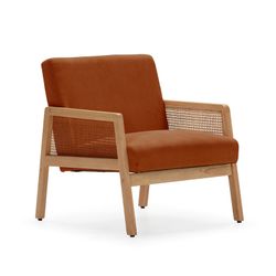 Fabric and wood armchair in tile, 68 x 75 x 79 cm | Debra