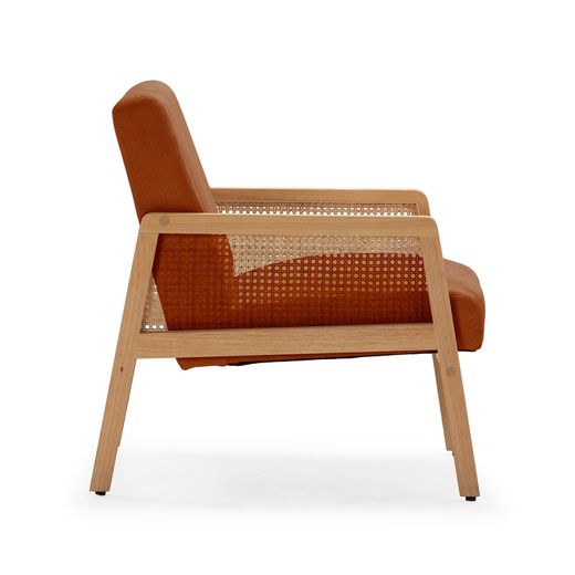 Fabric and wood armchair in tile, 68 x 75 x 79 cm | Debra