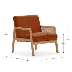 Fabric and wood armchair in tile, 68 x 75 x 79 cm | Debra