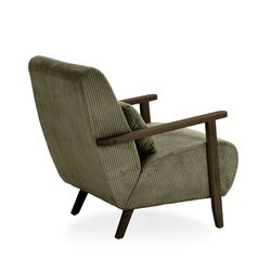 Fabric and wood armchair in olive green, 70 x 87 x 80 cm | Bonnie