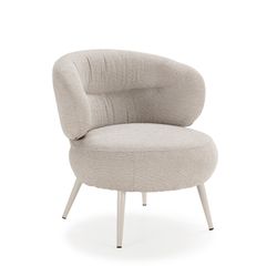 Beige fabric and metal armchair, 49 x 45 x 72.5 cm | Liva