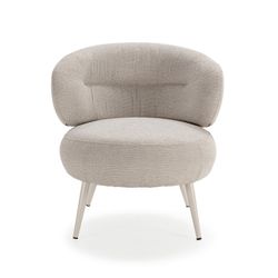 Beige fabric and metal armchair, 49 x 45 x 72.5 cm | Liva
