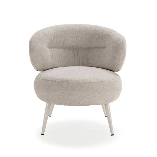 Beige fabric and metal armchair, 49 x 45 x 72.5 cm | Liva