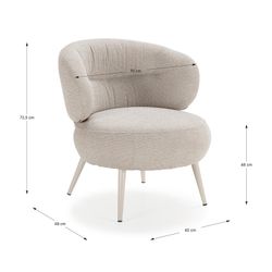 Beige fabric and metal armchair, 49 x 45 x 72.5 cm | Liva