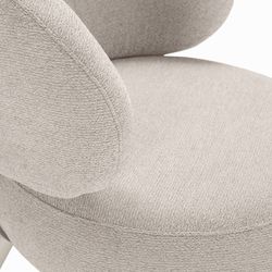 Beige fabric and metal armchair, 49 x 45 x 72.5 cm | Liva