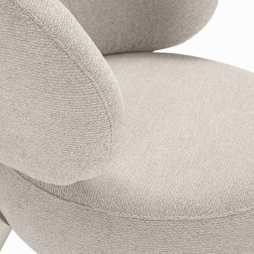 Beige fabric and metal armchair, 49 x 45 x 72.5 cm | Liva