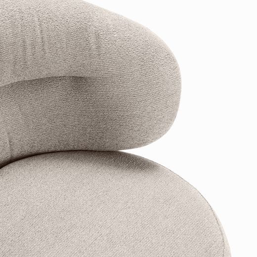 Beige fabric and metal armchair, 49 x 45 x 72.5 cm | Liva