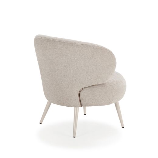 Beige fabric and metal armchair, 49 x 45 x 72.5 cm | Liva