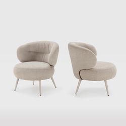 Beige fabric and metal armchair, 49 x 45 x 72.5 cm | Liva