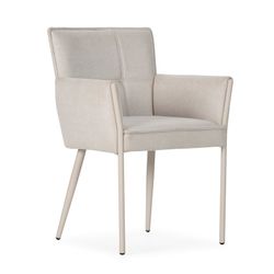 Beige fabric and metal armchair, 62 x 59 x 85 cm | Vesta