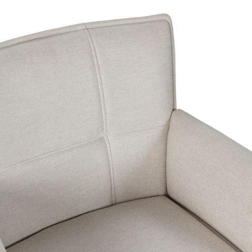 Beige fabric and metal armchair, 62 x 59 x 85 cm | Vesta