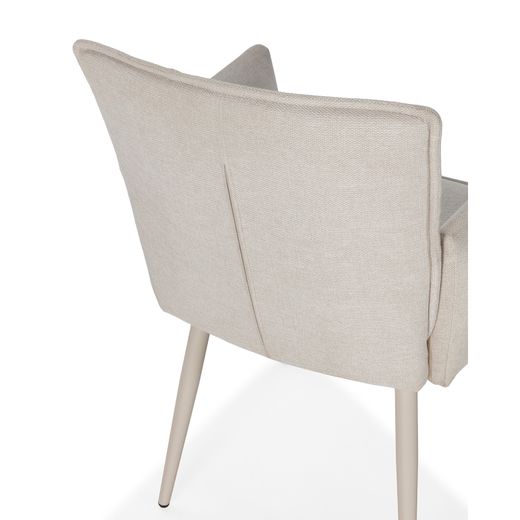 Beige fabric and metal armchair, 62 x 59 x 85 cm | Vesta