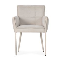Beige fabric and metal armchair, 62 x 59 x 85 cm | Vesta