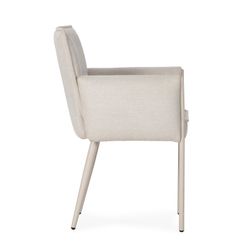 Beige fabric and metal armchair, 62 x 59 x 85 cm | Vesta