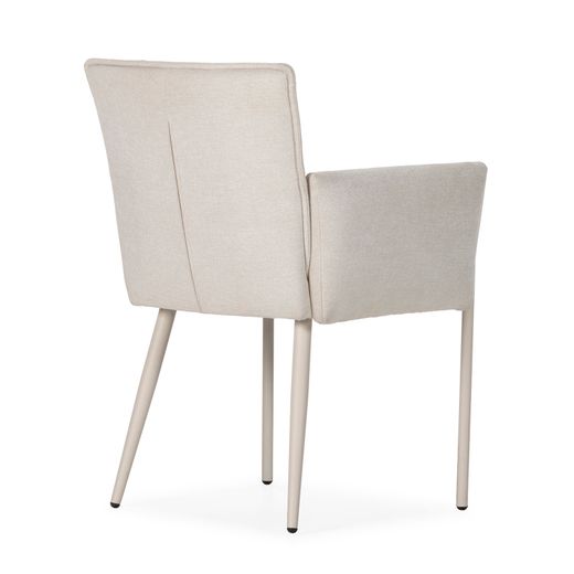 Beige fabric and metal armchair, 62 x 59 x 85 cm | Vesta