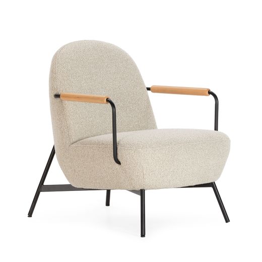 Sillón de tejido y metal en beige, 79 x 67 x 79 cm | Regi