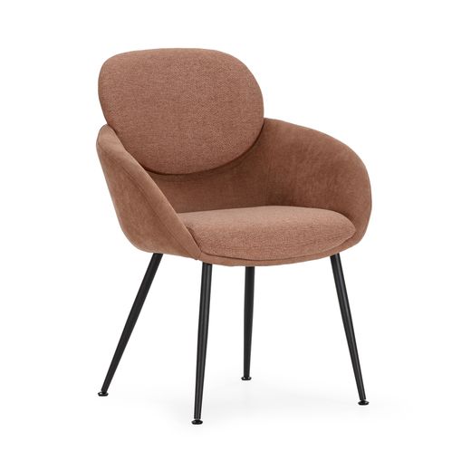 Sillón de tejido y metal en coral, 67 x 67 x 90 cm | Nure