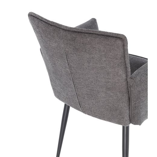 Fabric and metal armchair in dark grey, 62 x 59 x 85 cm | Vesta