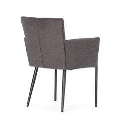 Fabric and metal armchair in dark grey, 62 x 59 x 85 cm | Vesta