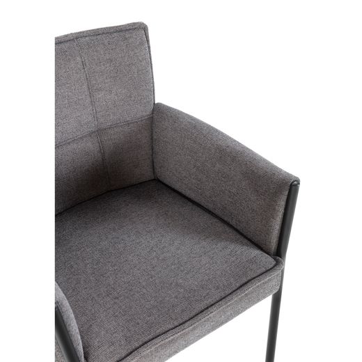 Fabric and metal armchair in dark grey, 62 x 59 x 85 cm | Vesta