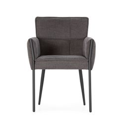 Fabric and metal armchair in dark grey, 62 x 59 x 85 cm | Vesta