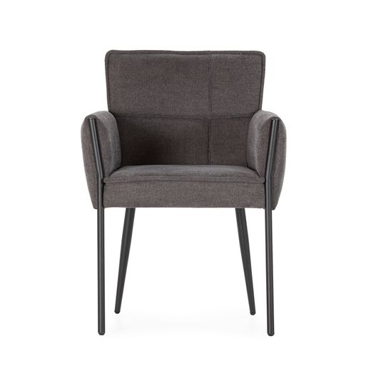 Fabric and metal armchair in dark grey, 62 x 59 x 85 cm | Vesta