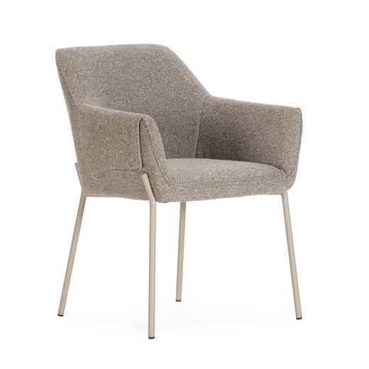 Sillón de tejido y metal en moca y crema, 61 x 64 x 84 cm | Suma