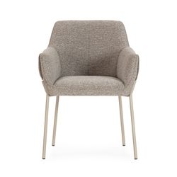 Fauteuil en tissu et métal couleur moka et crème, 61 x 64 x 84 cm | Suma