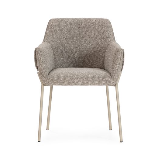 Fauteuil en tissu et métal couleur moka et crème, 61 x 64 x 84 cm | Suma