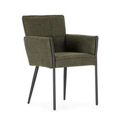 Fabric and metal armchair in green, 62 x 59 x 85 cm | Vesta