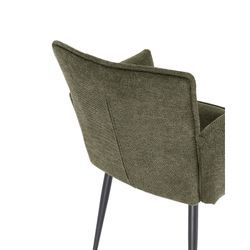 Fabric and metal armchair in green, 62 x 59 x 85 cm | Vesta