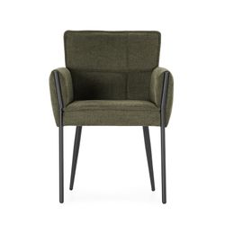 Fabric and metal armchair in green, 62 x 59 x 85 cm | Vesta