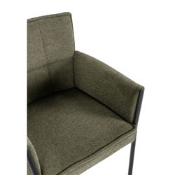 Fabric and metal armchair in green, 62 x 59 x 85 cm | Vesta