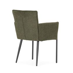 Fabric and metal armchair in green, 62 x 59 x 85 cm | Vesta