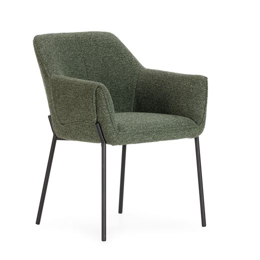 Sillón de tejido y metal en verde y negro, 62 x 64 x 84 cm | Suma