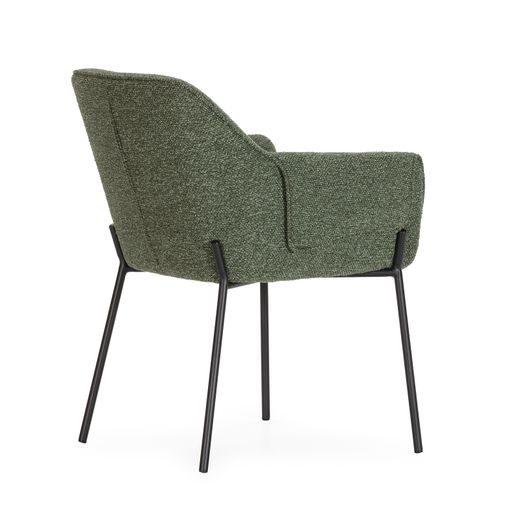 Fabric and metal armchair in green and black, 62 x 64 x 84 cm | Suma